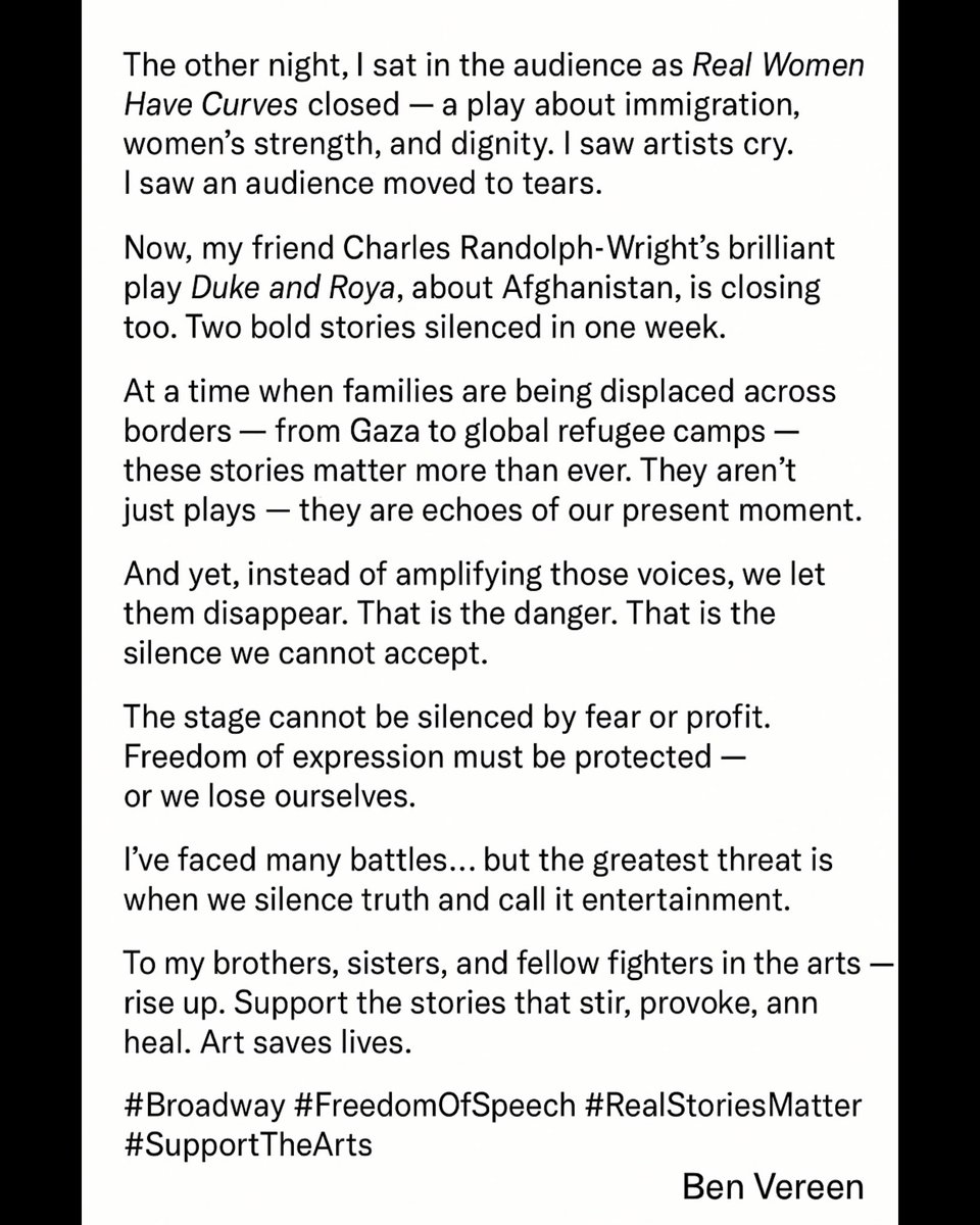 BenVereen's tweet image. When we silence real stories, we silence truth. Art matters. Now more than ever. 🙏🏾❤️
#SupportTheArts #RealStoriesMatter #BenVereen @curvesmusical