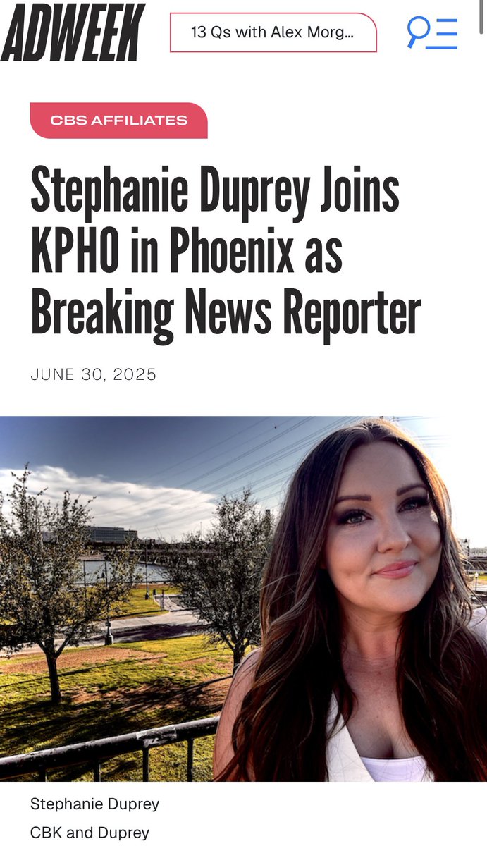 CBK Media Management (@cbkmediamgt) on Twitter photo Thanks <a href="/TVSpyNews/">TVSpy</a> <a href="/Adweek/">ADWEEK</a> for the article on client <a href="/StephDoups/">Stephanie Duprey</a> and her top-15 market move to <a href="/azfamily/">azfamily 3TV CBS 5</a> in Phoenix, AZ as a Breaking News Reporter!
READ>>> adweek.com/tvspy/stephani…
#PhoenixTVNews
#CBSPhoenix
#BreakingNewsReporter
#TVSpy
#OnTheMove
#TeamCBK Thanks <a href="/TVSpyNews/">TVSpy</a> <a href="/Adweek/">ADWEEK</a> for the article on client <a href="/StephDoups/">Stephanie Duprey</a> and her top-15 market move to <a href="/azfamily/">azfamily 3TV CBS 5</a> in Phoenix, AZ as a Breaking News Reporter!
READ>>> adweek.com/tvspy/stephani…
#PhoenixTVNews
#CBSPhoenix
#BreakingNewsReporter
#TVSpy
#OnTheMove
#TeamCBK