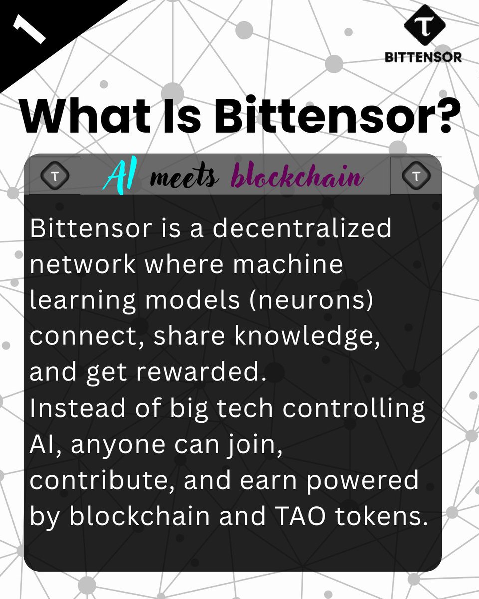 What is Bittensor? A decentralized network where AI meets blockchain and  anyone can participate. #bitensor #blockchain #decentralisedAI @bittensor_  @subtensor #tao #Web3 #ai #MachineLearning