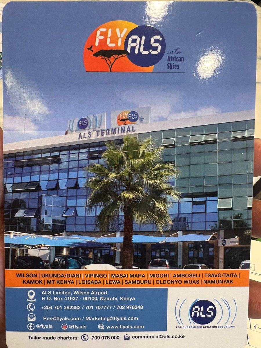 ToskKenya's tweet image. TOSK Executive Committee had a productive meeting with @ALSLTD FLY ALS at  Wilson offices.
Key highlights:
Strengthening partnerships
Special discounted TOSK rates
ALS joining as an affiliate
We are committed to mutual partnership across tourism and aviation.
#SettingThePace