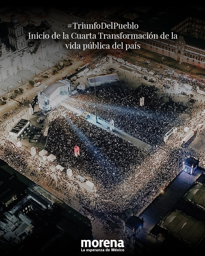 PartidoMorenaMx's tweet photo. El 1º de julio de 2018 fue un día histórico para México, que marcó el #TriunfoDelPueblo y el inicio de la Cuarta Transformación de la vida pública del país.
En #7AñosDeTransformación, los ideales y principios del Presidente @lopezobrador_ han sido el faro y la bandera de nuestro Movimiento.