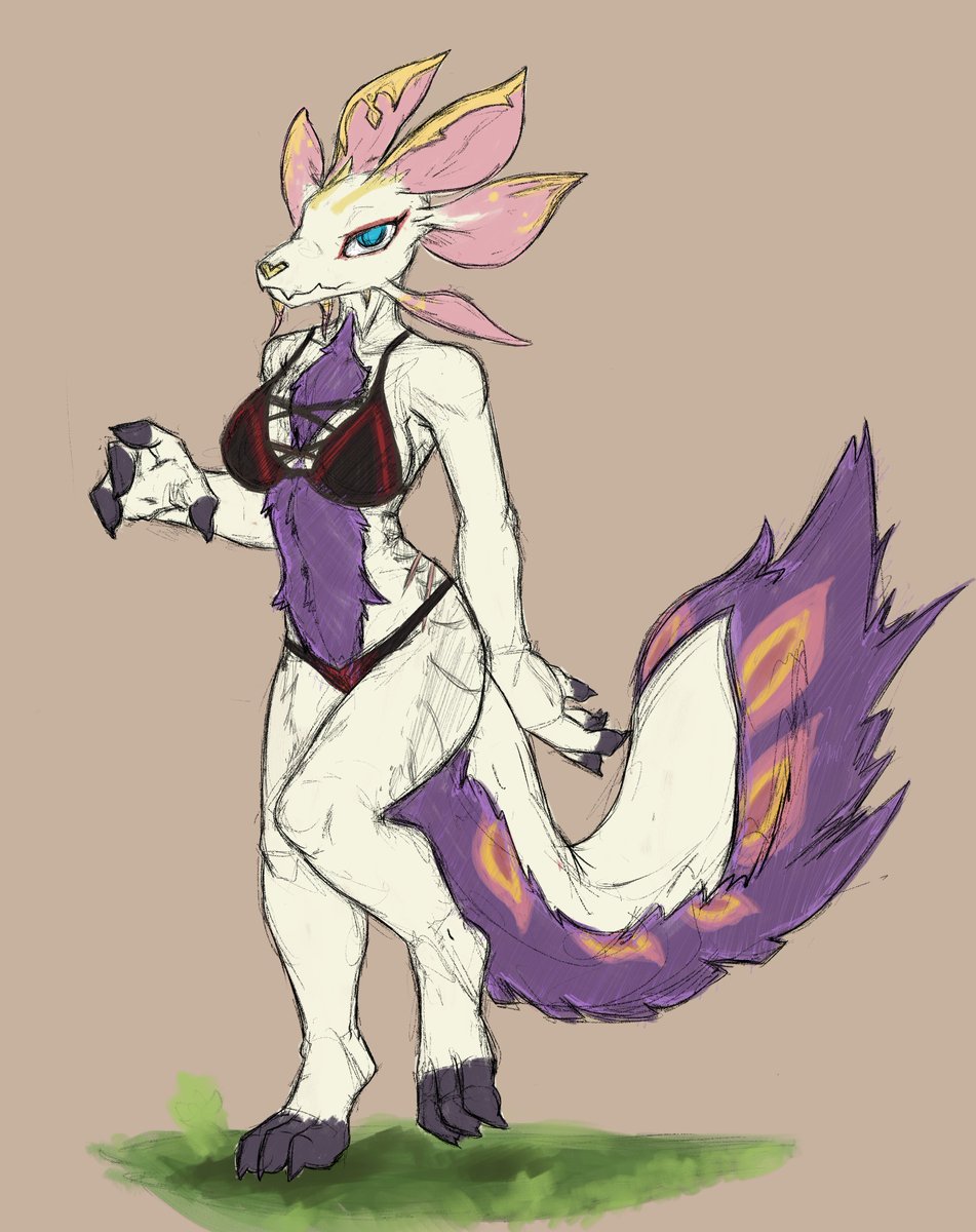 OH YEAH! Discord commission a month ago, of their anthro Mizu
Its just a great monster  =u=