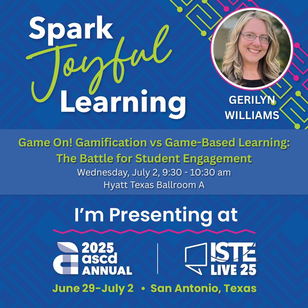 Game on! Check out my session Wednesday morning at 9:30 to learn about gamification vs game-based learning and student engagement!

app.iste-ascd.org/event/istelive…