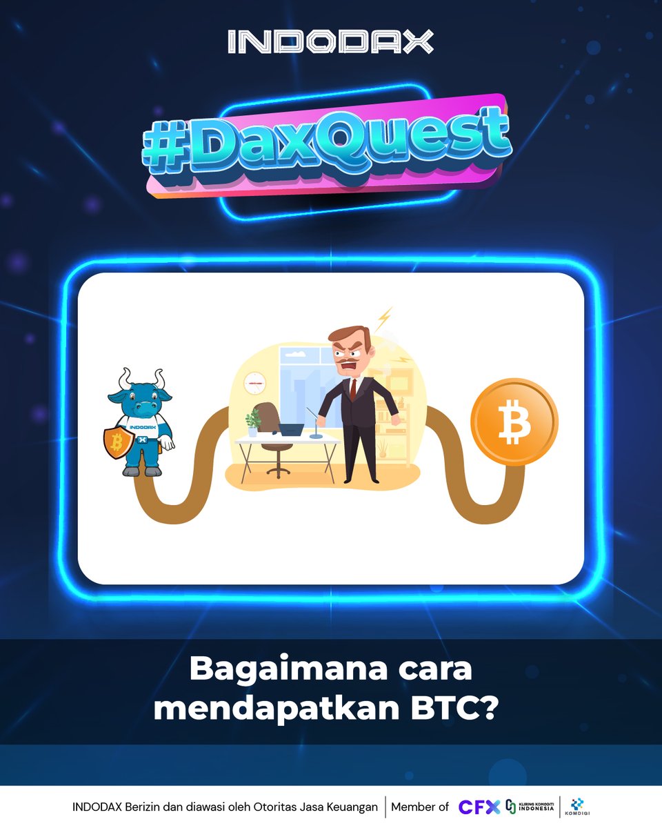 indodax's tweet photo. Yuk ikutan #DaxQuest! Ada hadiah Rp9,2 juta dalam bentuk BTC, XRP, ADA, SOL, atau ETH untuk 46 pemenang!

Cukup jawab bagaimana melewati rintangan untuk mendapatkan aset kripto tersebut, setiap hari kecuali weekend

Ikuti syarat ketentuan lainnya juga ya

#INDODAX #AsetMasaDepan https://t.co/BrdsQdB6an