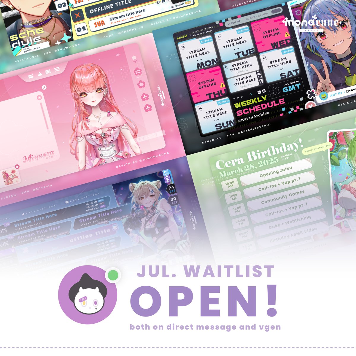 himonarune's tweet image. Hello! Everyone, its time for July's W-list! 🥳
you can check the available service at
📩 vgen.co/himonarune
Thank you so much for your interest and support!💜
#VgenOpen