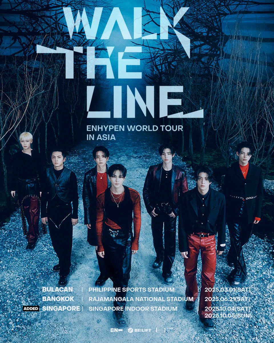 𝐄𝐍𝐇𝐘𝐏𝐄𝐍 𝐖𝐎𝐑𝐋𝐃 𝐓𝐎𝐔𝐑 ‘𝐖𝐀𝐋𝐊 𝐓𝐇𝐄 𝐋𝐈𝐍𝐄’ 𝐈𝐍 𝐒𝐈𝐍𝐆𝐀𝐏𝐎𝐑𝐄

🇸🇬 ENGENE, are you felling that 𝐅𝐄𝐕𝐄𝐑? ENHYPEN is coming back to Singapore for 2 nights this October🔥

📅 4-5 Oct 2025 (Sat-Sun) 
📍 SINGAPORE INDOOR STADIUM 

More information coming