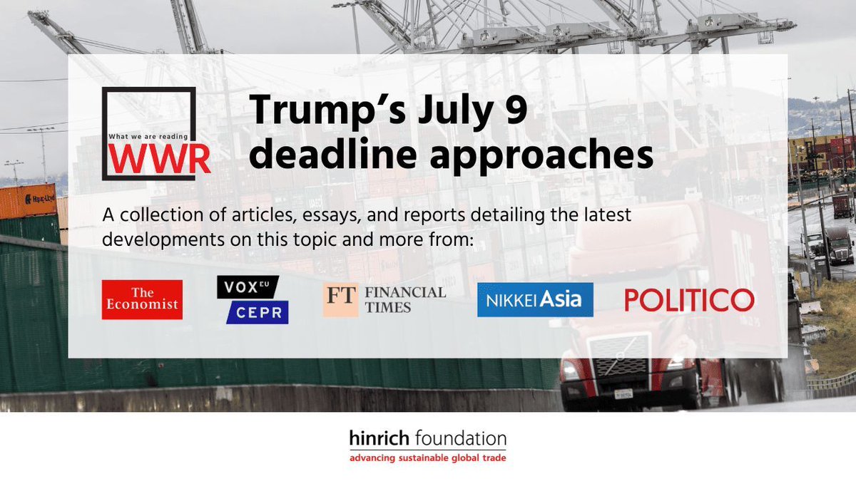 Countries are racing against the clock to strike deals with the Trump administration before the 90-day pause on #tariffs expires on July 9. Our latest #readinglist has updates on China, India, the EU, and the UK. We also explore the continued relevance of the #WTO, and the impact