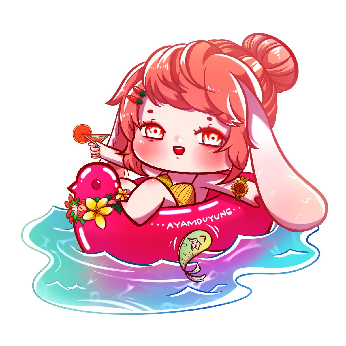 Welcome summer! 🍸☀️
Another chibi of my OC for my portfolio!
.
Btw I want to tell you Chibi Illustration service is now available on my VGen! [Link in down below]

#chibi #OC #commission