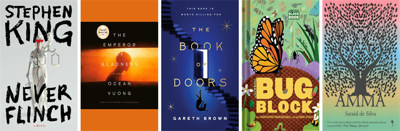 CHBoothLibrary's tweet image. This week the Cyrenius H. Booth Library has seven new books. New items include Never Flinch, The Emperor of Gladness, The Book of Doors, Bugblock, Amma, Gharial vs. Sloth Bear, and The Great Gatsby. wowbrary.org/nu.aspx?p=3076…