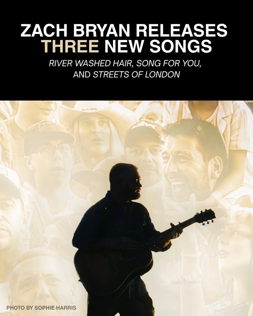 ZBryanArchive's tweet photo. Zach Bryan has released three new songs: ‘River Washed Hair,’ ‘Song For You,’ and ‘Streets of London.’ #ZachBryan https://t.co/Tk8zRSjwRp