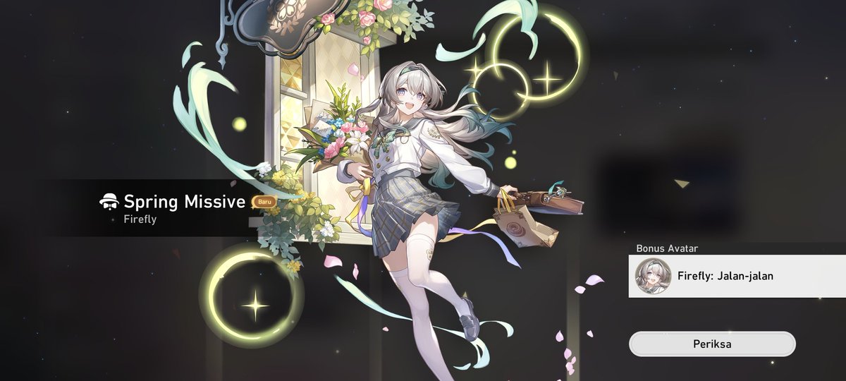 restra25's tweet image. I saved up for a few months (since there was news that Firefly would have a skin), finally released it and bought her new outfit.
Coincidentally, the release was close to my birthday, so this can be considered a birthday present for myself too.
I really love her sweet smile. ♥️