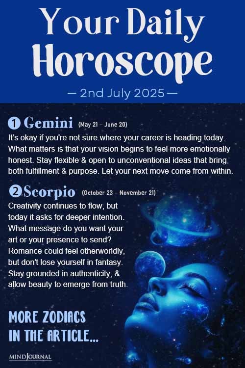 ✨ Daily Horoscope – 2 July 2025 ✨
New month, new mindset! Discover what the stars have in store for you today — from lucky breaks to emotional insights.

👉 Read more here: themindsjournal.com/news/daily-hor…

#DailyHoroscope #ZodiacSigns #AstrologyForecast #CosmicVibes #July2025Horoscope