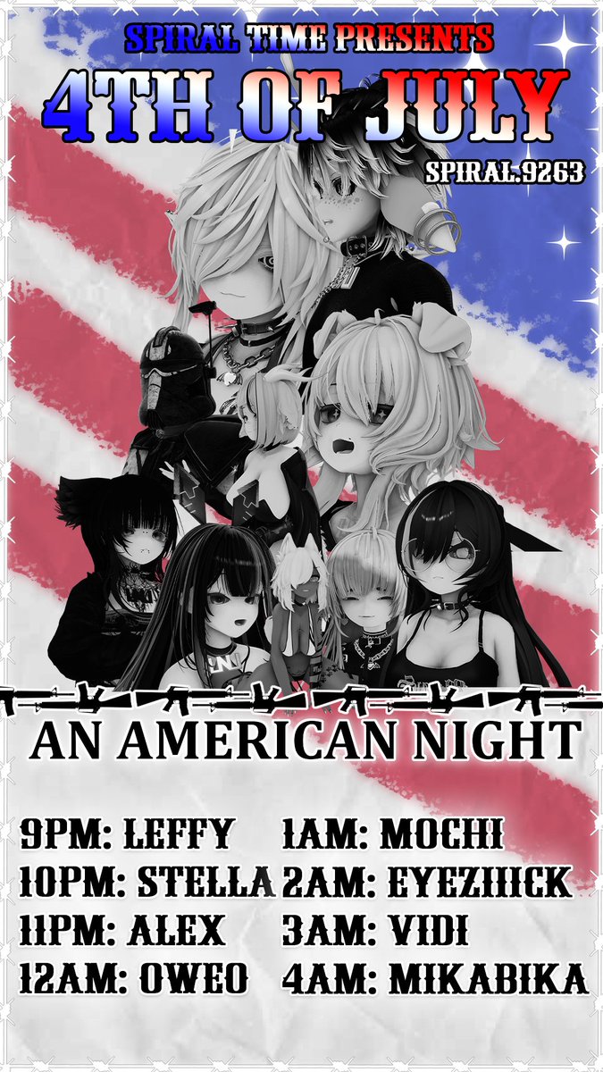 FUCK FUCK FUCK I FORGOT TO POST IT GOD DAMNIT UHHHHHHH

THE POSTER

FIRST SPIRAL TIME DJ EVENT (REAL)

4TH OF JULY CELEBRATION

8 DJS

8+ HOURS LONG

COME BY OR ELSE
(ill just be sad if you dont thats all)
