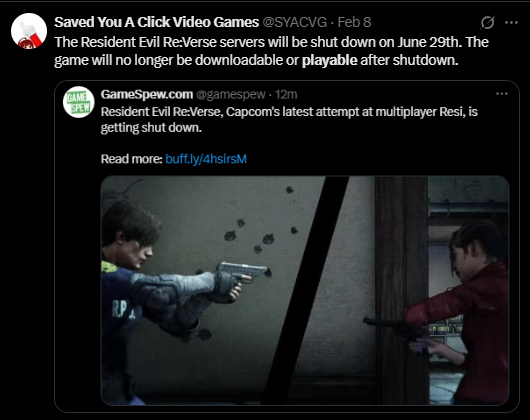 Are you tired of seeing this? Seeing the same news about online games shutting down over and over?

If you don't like the practice of publishers killing games, you may want to check this out: stopkillinggames.com