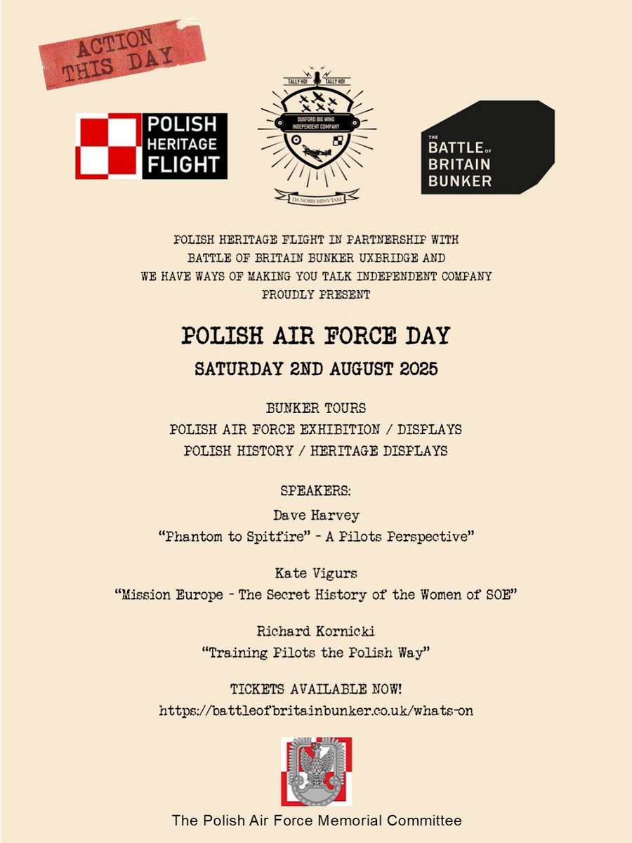 Polish Heritage Flight (@flightpolish) on Twitter photo Saturday 2nd August. PHF Pilot Dave Harvey will be talking about his incredible flying career. Also our dear friend Richard Kornicki at the <a href="/BofBBunker/">Battle of Britain Bunker</a> Uxbridge London.
Richard Kornicki's talk will celebrate 100 Years of the Polish Air Force Academy at Dęblin - "Training Pilots Saturday 2nd August. PHF Pilot Dave Harvey will be talking about his incredible flying career. Also our dear friend Richard Kornicki at the <a href="/BofBBunker/">Battle of Britain Bunker</a> Uxbridge London.
Richard Kornicki's talk will celebrate 100 Years of the Polish Air Force Academy at Dęblin - "Training Pilots