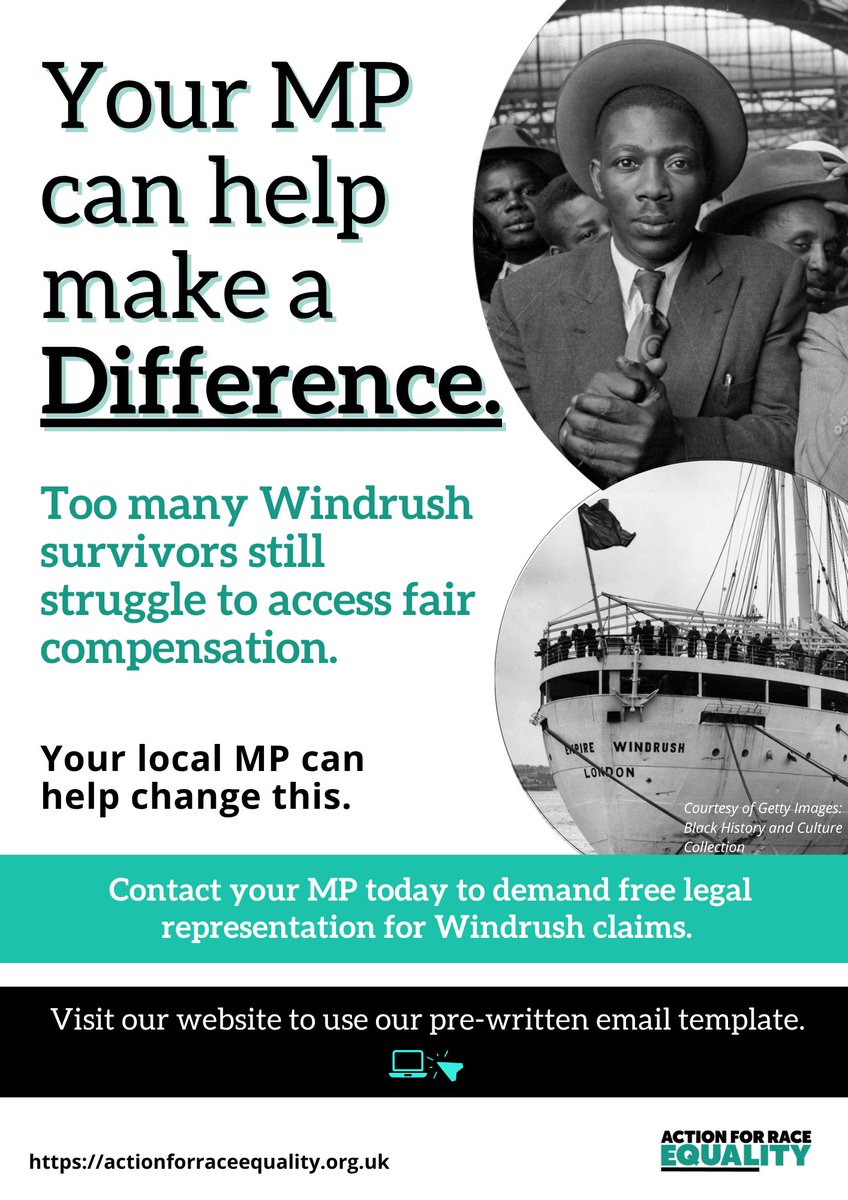 📢 Over 5,500 #Windrush survivors have had compensation claims rejected — many without #legalsupport.
Every other major compensation scheme offers free legal support.

✉️ Use our template to demand free legal representation for Windrush claims:
 ow.ly/y2B150WhAp9