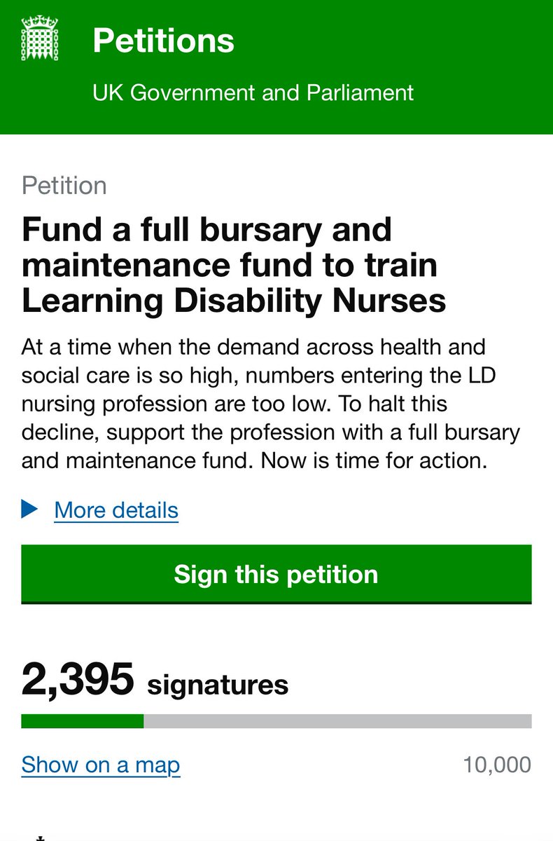 Paul Newton (@newtonpaulpaul) on Twitter photo Only 2,395 people concerned that all Learning Disability Nurse Training may end in 2028 and the profession will wither and die!!
ACTION IS NEEDED SIGN AND SHARE OUR PETITION!🙏🙏🙏
petition.parliament.uk/petitions/7158… Only 2,395 people concerned that all Learning Disability Nurse Training may end in 2028 and the profession will wither and die!!
ACTION IS NEEDED SIGN AND SHARE OUR PETITION!🙏🙏🙏
petition.parliament.uk/petitions/7158…