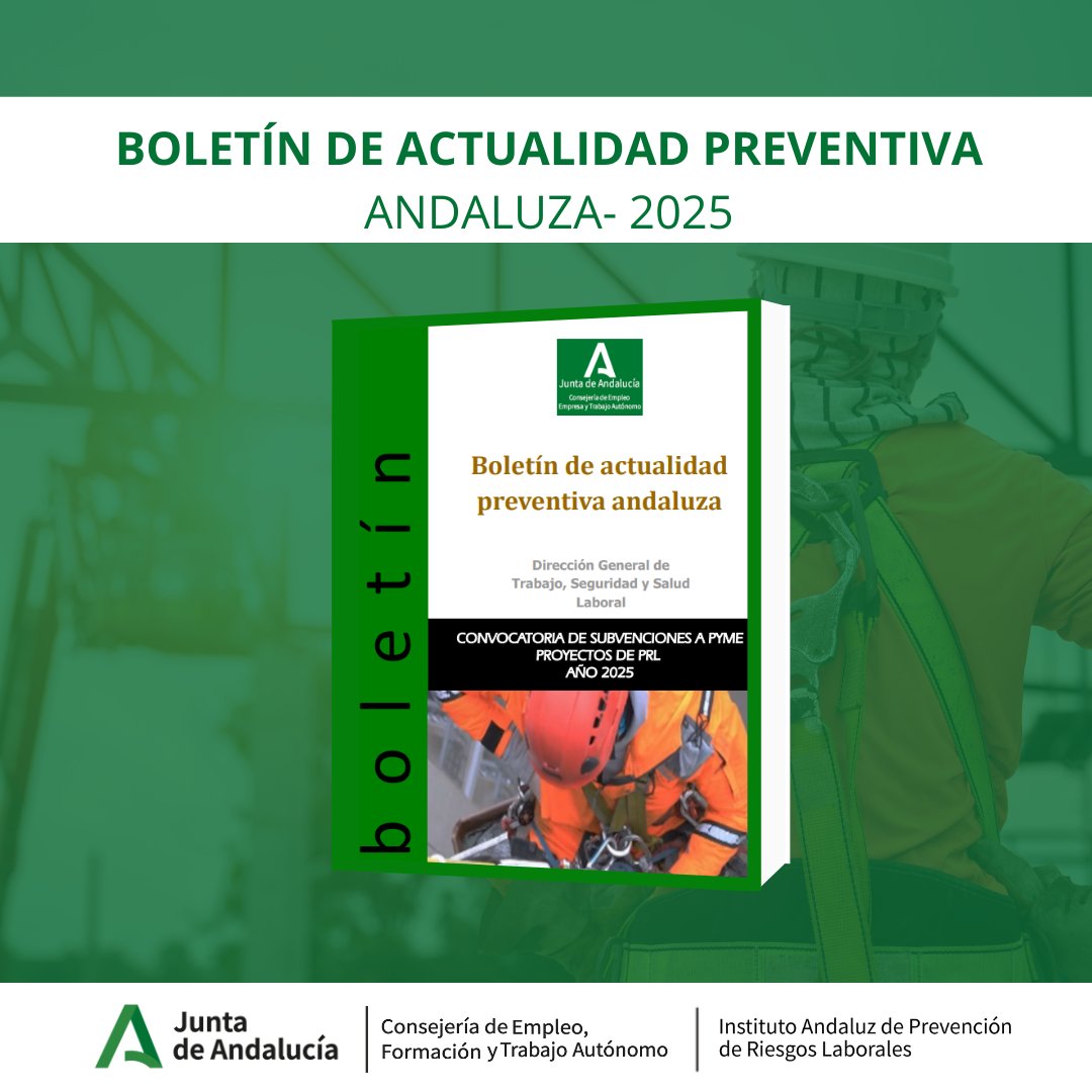 Inst. Andaluz de Prevención de Riesgos Laborales (@iaprl) on Twitter photo ¡No bajes la guardia en seguridad laboral! 👷♀️🚨
Consulta el Boletín de Actualidad Preventiva de la <a href="/AndaluciaJunta/">Junta de Andalucía</a> para recibir las últimas novedades y consejos que mantendrán trabajo seguro. 🛡️📑
🔗👉 juntadeandalucia.es/organismos/emp…
#SeguridadLaboral #IAPRL #JuntadeAndalucia ¡No bajes la guardia en seguridad laboral! 👷♀️🚨
Consulta el Boletín de Actualidad Preventiva de la <a href="/AndaluciaJunta/">Junta de Andalucía</a> para recibir las últimas novedades y consejos que mantendrán trabajo seguro. 🛡️📑
🔗👉 juntadeandalucia.es/organismos/emp…
#SeguridadLaboral #IAPRL #JuntadeAndalucia