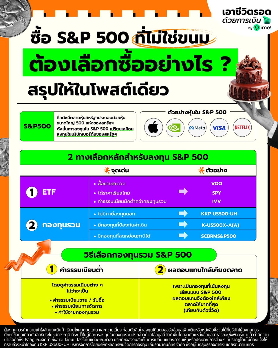 pharunwath's tweet image. S&amp;amp;P 500 คืออะไร อยากซื้อ แต่ไม่รู้จะซื้อเป็นกองทุนไทย หรือ ETF ดี ดูข้อดี-ข้อเสียได้ตามข้อมูลจาก Dime เลยครับ

ปล. ถ้าซื้อ ETF อย่าลืมความเสี่ยงค่าเงิน + เสียภาษีกำไรเวลาแลกเงินกลับมาไทย (แต่กฎหมายอาจเปลี่ยนแปลงได้เสมอ)