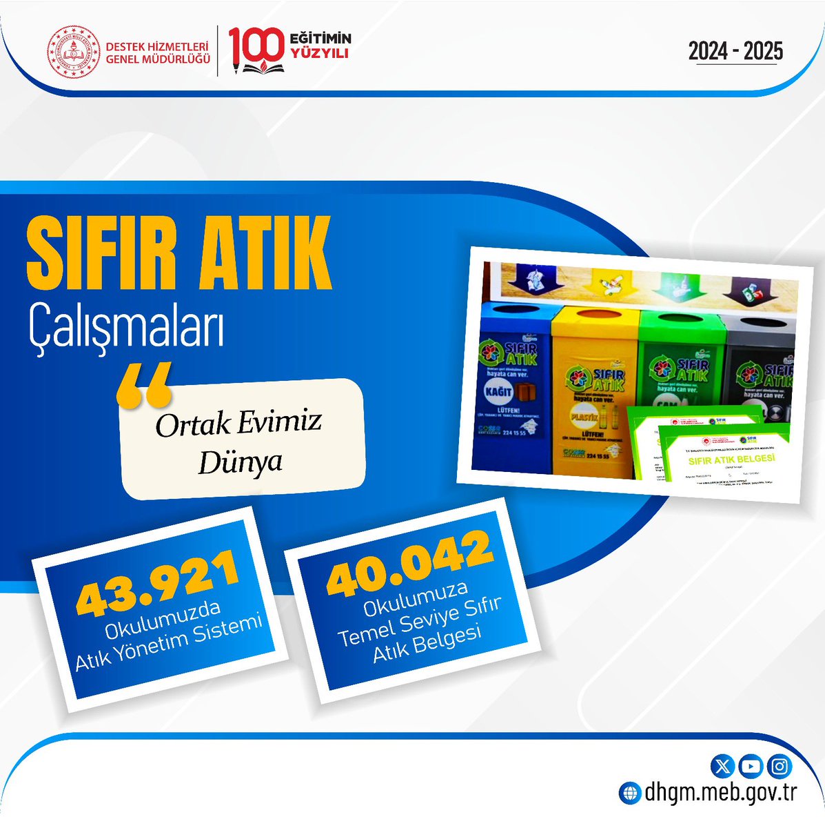 T.C. MEB Destek Hizmetleri Genel Müdürlüğü (@meb_dhgm) on Twitter photo “Geleceğe Sıfır Atık Bırak” felsefesiyle yürüttüğümüz çalışmalar sonucunda binlerce okulumuz Atık Yönetim Sistemi’ne geçti, binlercesi ise Sıfır Atık belgesini gururla taşıyor.
<a href="/tcmeb/">Millî Eğitim Bakanlığı</a> <a href="/Yusuf__Tekin/">Yusuf Tekin</a> <a href="/omurfatih/">Ömür Fatih Karakullukçu</a> “Geleceğe Sıfır Atık Bırak” felsefesiyle yürüttüğümüz çalışmalar sonucunda binlerce okulumuz Atık Yönetim Sistemi’ne geçti, binlercesi ise Sıfır Atık belgesini gururla taşıyor.
<a href="/tcmeb/">Millî Eğitim Bakanlığı</a> <a href="/Yusuf__Tekin/">Yusuf Tekin</a> <a href="/omurfatih/">Ömür Fatih Karakullukçu</a>