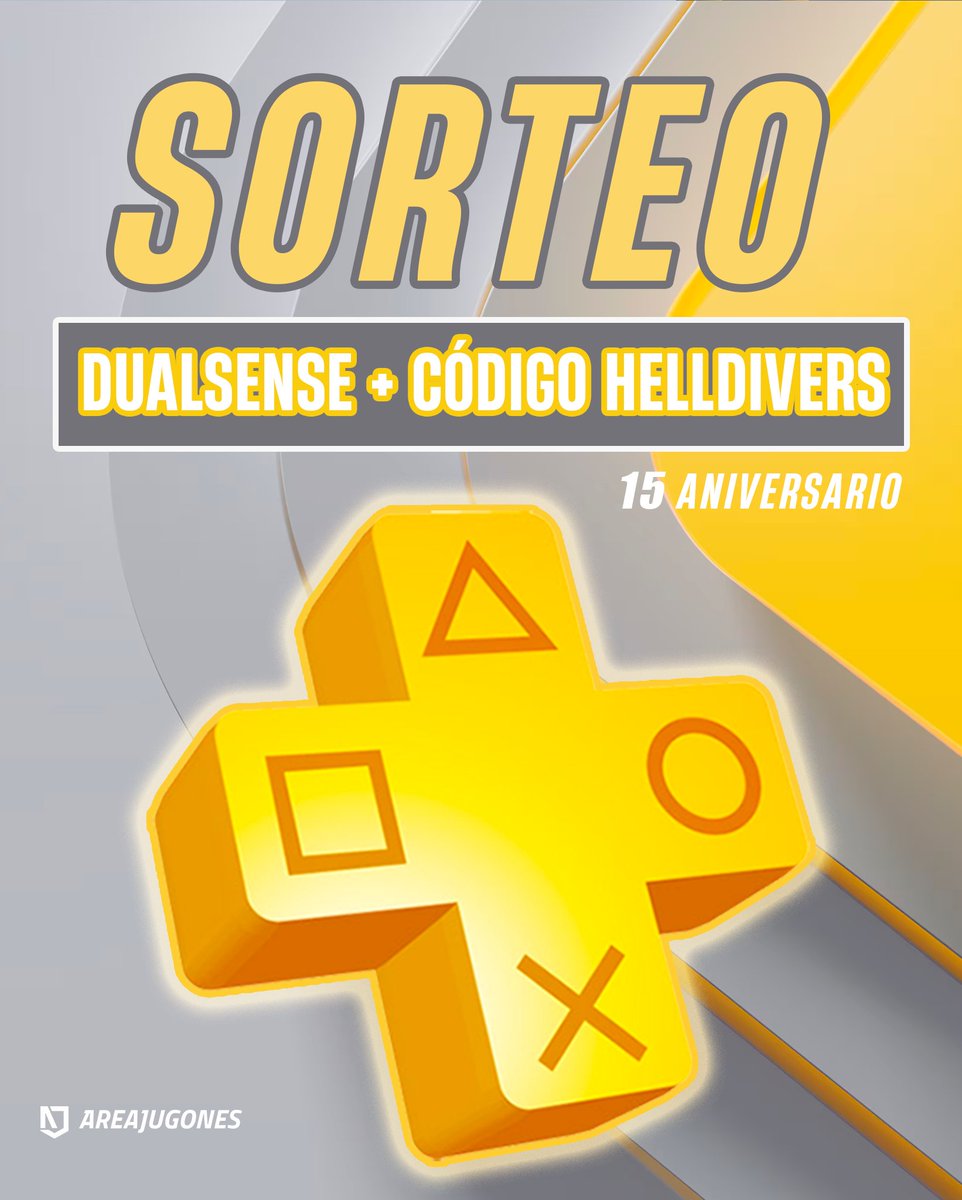 ⭐️ SORTEO 15 ANIVERSARIO PS PLUS

🎁 Consigue un Dualsense (color aleatorio) + código Helldivers 2

1⃣ Sigue a <a href="/Areajugones/">Areajugones</a> y <a href="/PSPlusES/">PlayStation Plus España</a> 
2⃣ Haz RT
3⃣ Menciona a un amigo y comenta #PSPlus15años