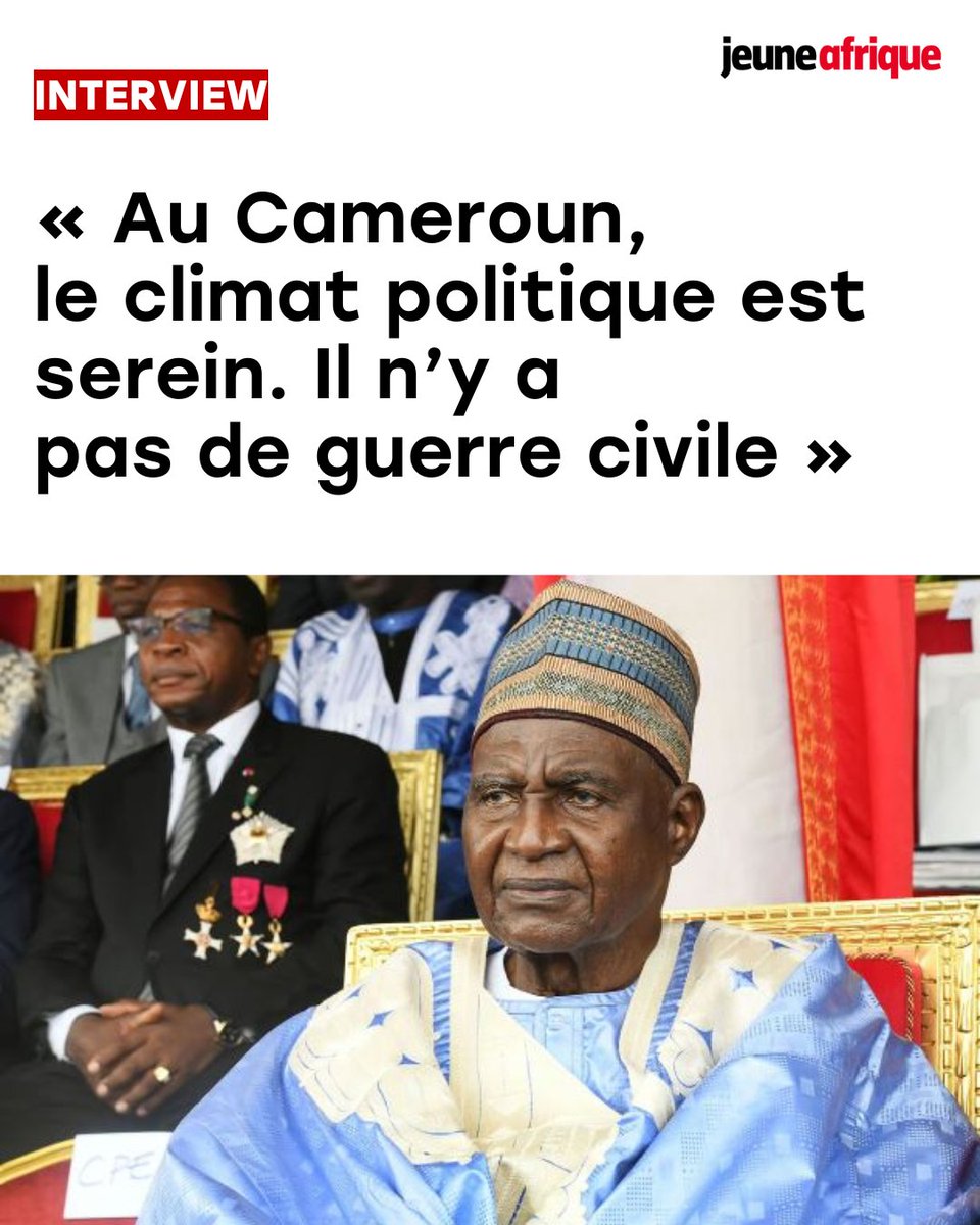 Bello Bouba Maïgari s’exprime pour la première fois depuis l’annonce de sa candidature à la présidentielle. 
Avec une phrase étonnante : "Au #Cameroun, le climat politique est serein. Il n’y a pas de guerre civile".
Déconnecté ?
jeuneafrique.com/1702802/politi…