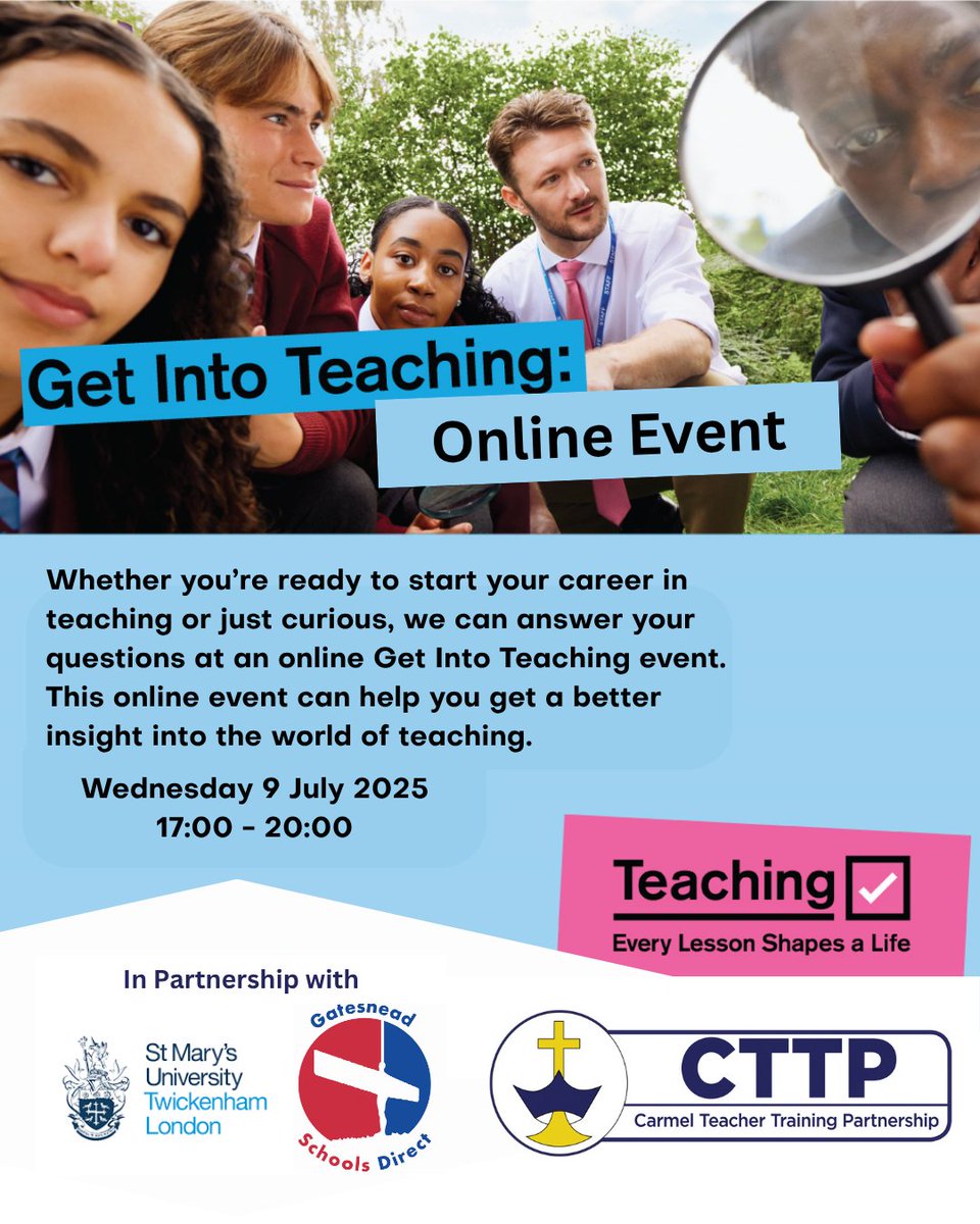 ✨Get Into Teaching event: National ✨

For more informtion and to register for the event please visit: 

ow.ly/1Kuf50WjxhP