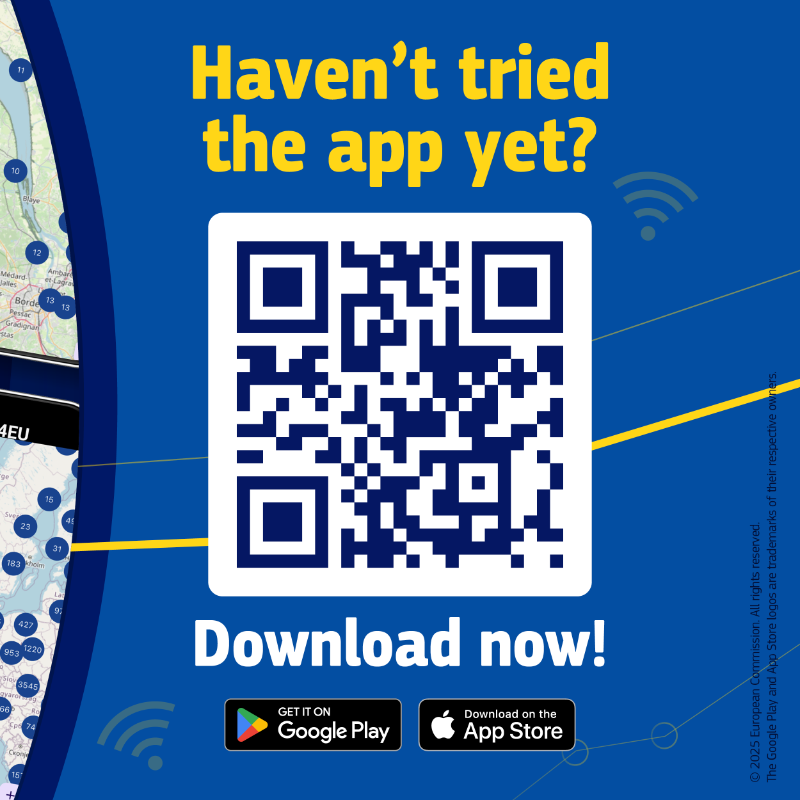 EU_HaDEA's tweet photo. 🌟 The WiFi4EU app has reached 100 000 downloads!

Thank you to everyone who’s using the app to discover free, public, #EUFunded Wi-Fi across Europe.

Stay connected – and keep exploring Europe, one hotspot at a time. 💙

Download now: https://t.co/6zzMa9AIuy
