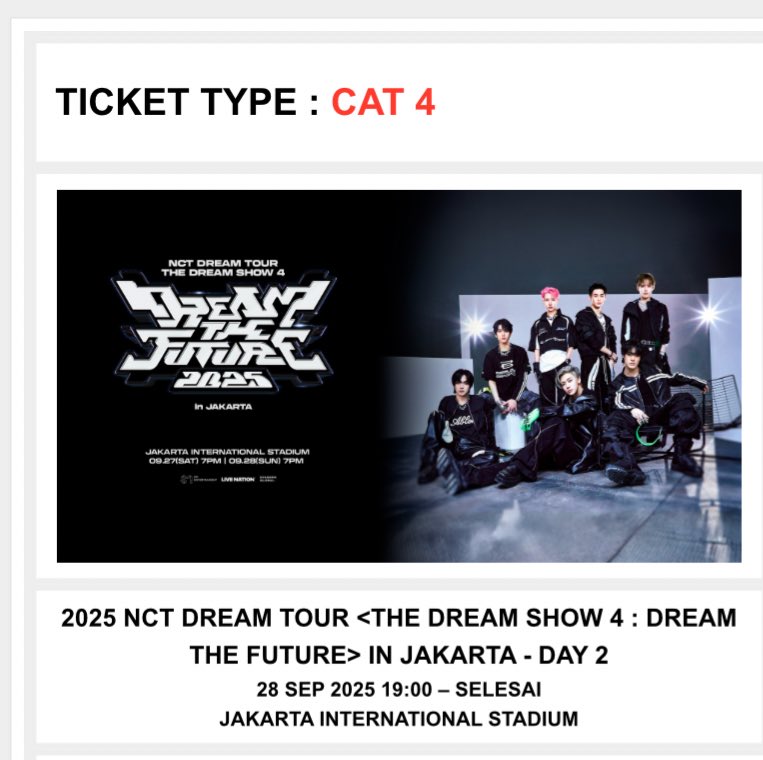 hi, bismillah aku mau kasih 1 tiket cat 4, day 2. Adakah yang belum pernah nonton dream sama sekali? 

Reply ajaa yaa, gausa follow gapapa tapi kalo mau berteman ayukkk🫶

end tba