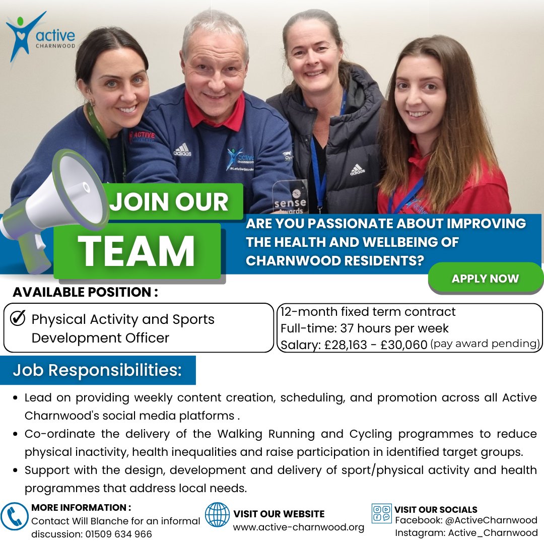 We're Hiring! 📢

Are you passionate about physical activity and making a difference in the community? We’re on the lookout for a proactive individual to join us as a Physical Activity and Sports Development Officer! 

 📅Closing date: 25th July
 Apply: tinyurl.com/n65zjj2j👈