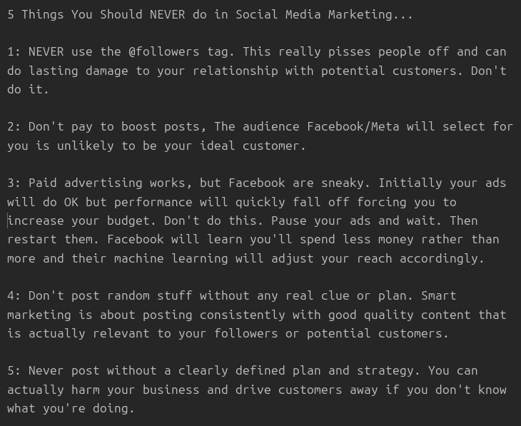 deliver_ability's tweet photo. Five things you should never do in #socialmedia #Marketing

#MarketingTips https://t.co/fiRpPp60JG