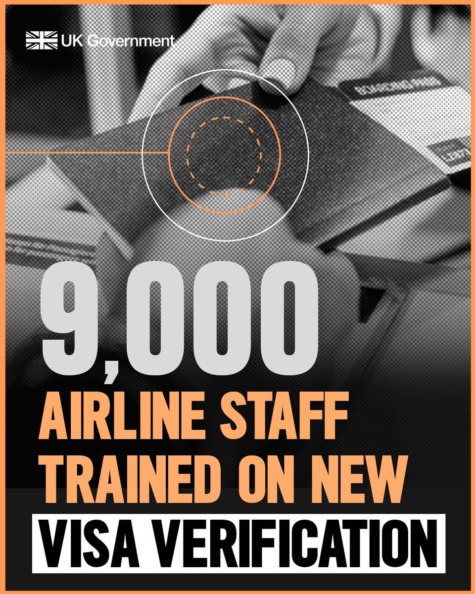 We’re working with European airlines to strengthen UK border security.

Staff at major airlines on the continent are being trained to verify UK visas before passengers board.

This will help protect our borders and streamline arrivals.
