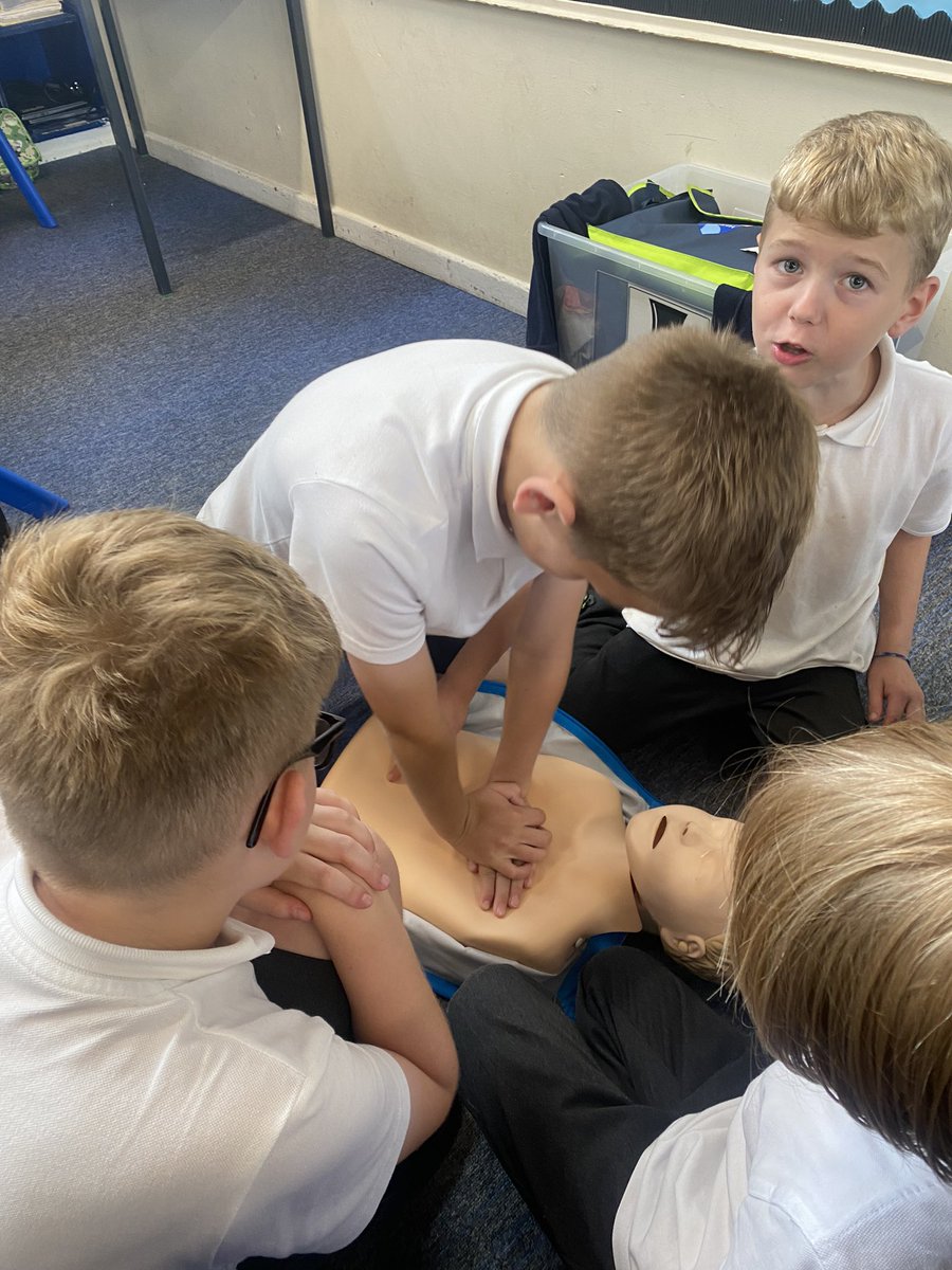 Year 5 learnt some essential First Aid skills with Panda Paramedic