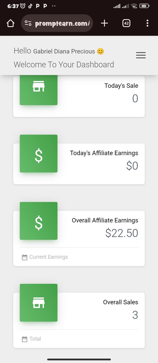 PreciousGa52779's tweet photo. @Promptearnn All thanks to promptearn. As a student am now earning someone's salary. https://t.co/iLrTncUbAe