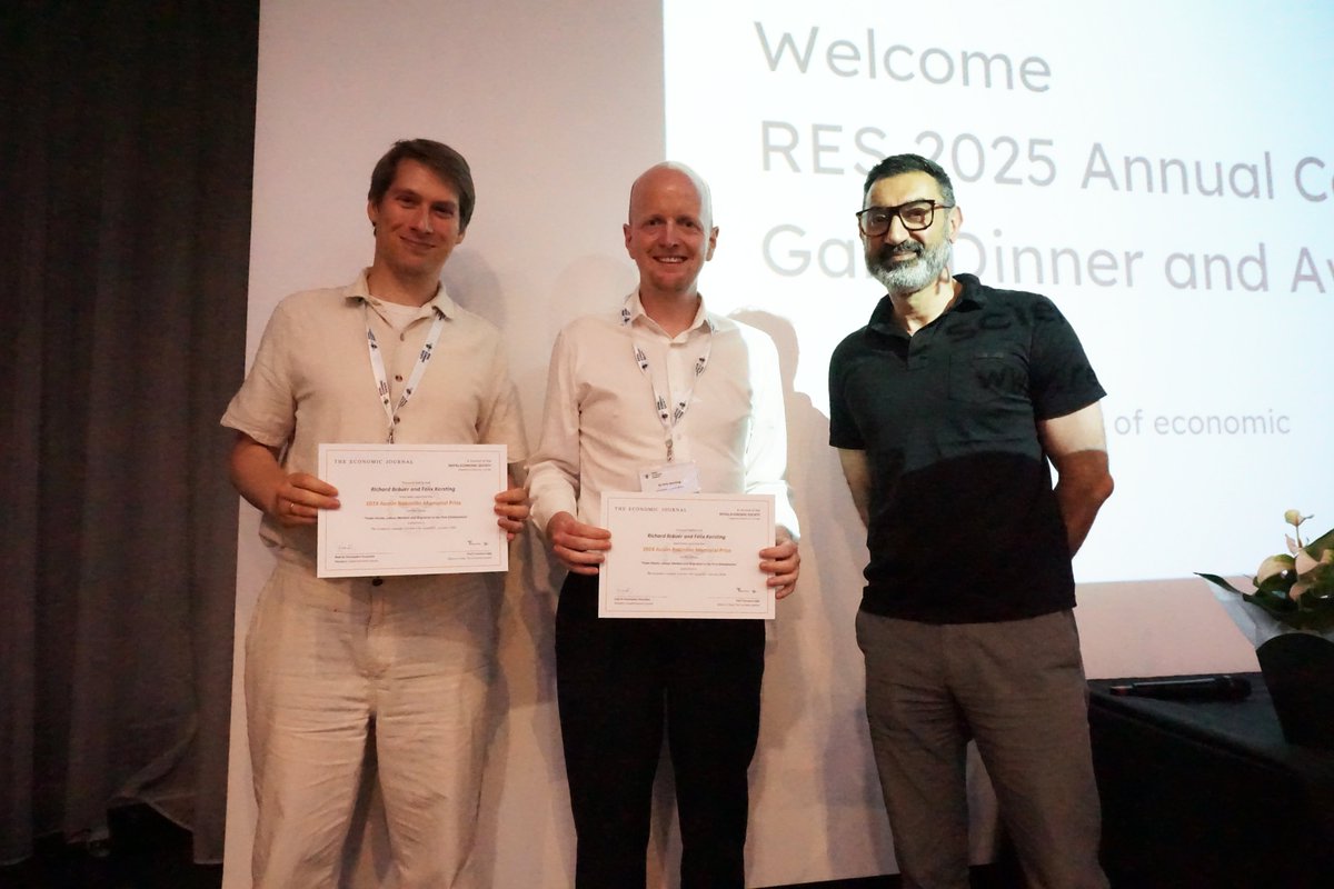 RoyalEconSoc's tweet image. Kicking off Day 3 of #RES2025 — our final day!

🎉 Thanks to all who joined the Gala Dinner last night, and congrats to our prize winners!

#RESConference #EconConference #RESPrizes #GalaDinner #EconTwitter