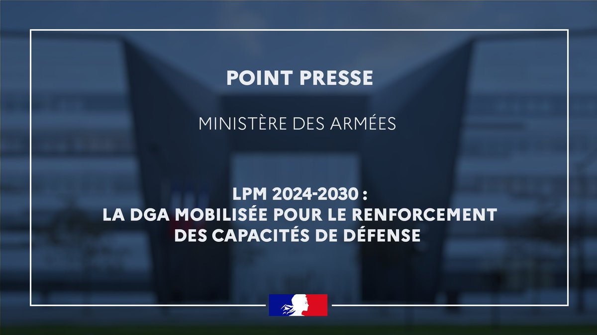 #PointPresse | 03/07, 11h 📍 
Le contexte international dégradé et la hausse des menaces nécessitent de développer une #BITD souveraine et résiliente, à l’échelle 🇫🇷 et 🇪🇺. Focus sur la mobilisation de la <a href="/DGA/">Direction générale de l'armement 🇫🇷</a> avec l’ingénieure générale hors classe de l’armement Corinne