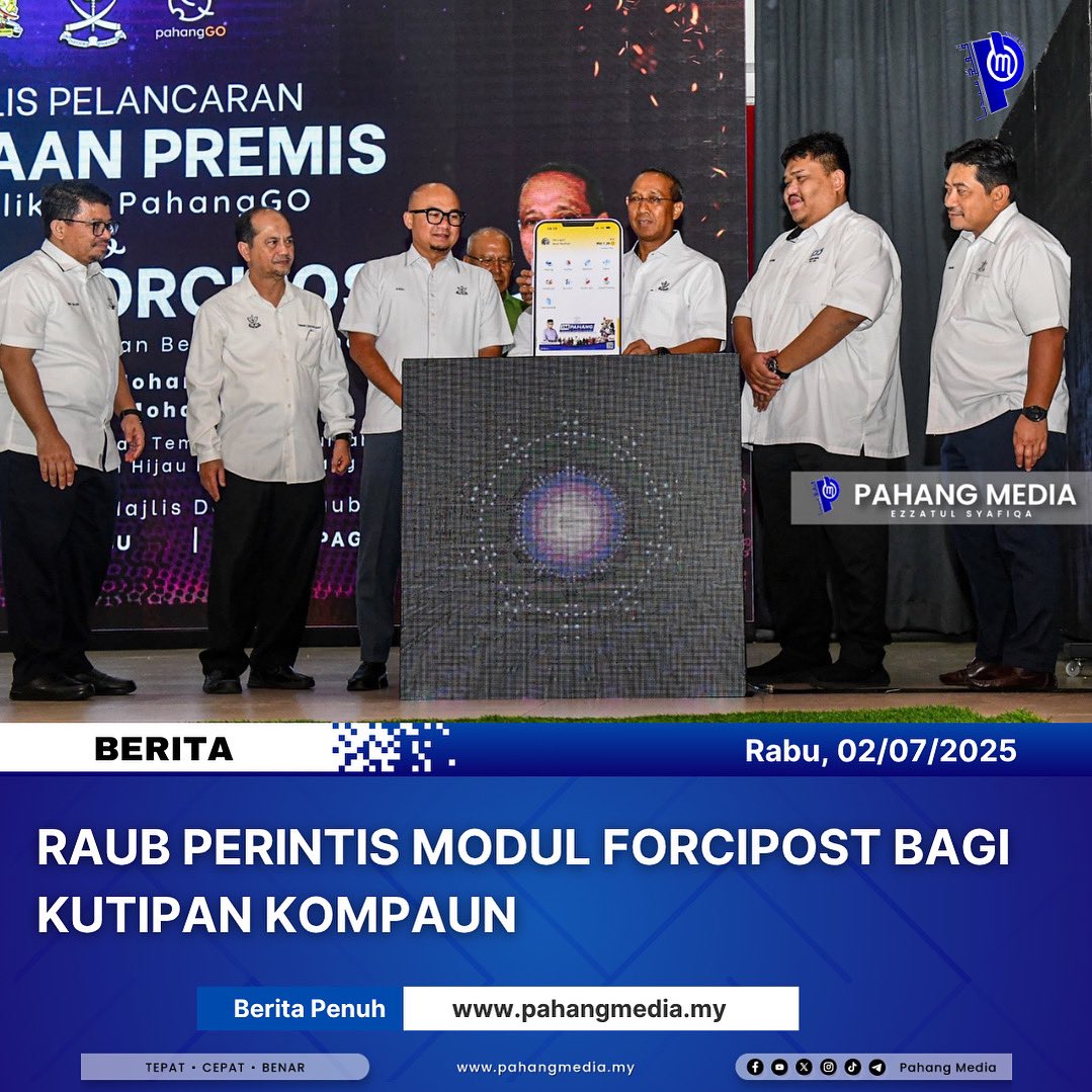 RAUB, 02 JULAI 2025 : Daerah Raub menjadi perintis kepada Modul Forcipost iaitu sistem digital automasi bagi meningkatkan tahap kecekapan dan prestasi kutipan bayaran kompaun di negeri ini.

pahangmedia.my/archives/47227
