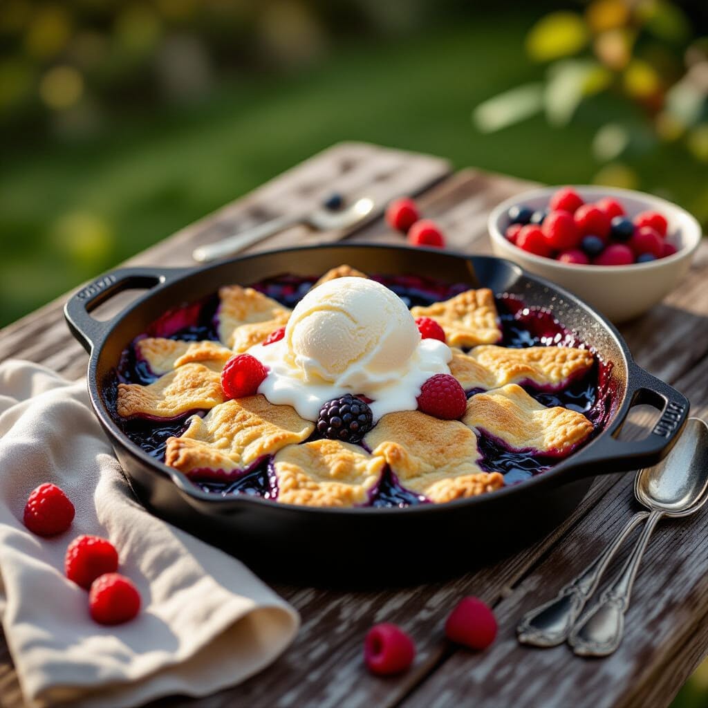 prtxvrx's tweet image. After the steak… this sweet little blessing arrived 🍓🔥
Berry cobbler, still warm, with vanilla ice cream melting like a summer day.
Rustic spoons. Outdoor magic. I’m not sharing.
#DessertDreams #RusticVibes #SweetEscape
