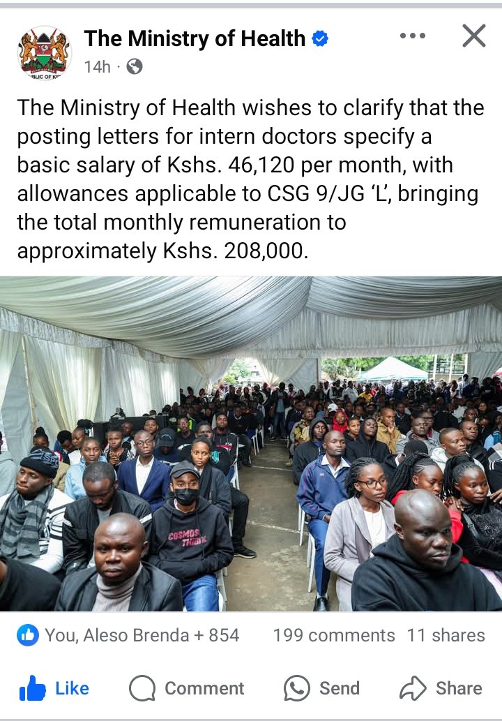Medical Intern (@theintern254) on Twitter photo The ministry has clarified that the interns will be paid as per 2017 CBA. We thank <a href="/MOH_Kenya/">Ministry of Health</a> and <a href="/HonAdenDuale/">Hon. Aden Duale, EGH</a> for living up to their word. We wish all comrades the best in their internship. <a href="/kmpdu/">KMPDU</a> <a href="/Davji/">Davji Bhimji Atellah</a> keep up the good work The ministry has clarified that the interns will be paid as per 2017 CBA. We thank <a href="/MOH_Kenya/">Ministry of Health</a> and <a href="/HonAdenDuale/">Hon. Aden Duale, EGH</a> for living up to their word. We wish all comrades the best in their internship. <a href="/kmpdu/">KMPDU</a> <a href="/Davji/">Davji Bhimji Atellah</a> keep up the good work
