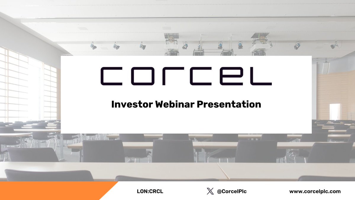 Corcel PLC (@corcelplc) on Twitter photo 📢 Corcel Plc will host a live investor presentation via Investor Meet Company on Tuesday 15 July 2025 at 14:00 BST.
📌 Free to register: investormeetcompany.com/corcel-plc/reg…
Open to all existing & potential shareholders. Followers of Corcel plc on the Investor Meet Company platform will be 📢 Corcel Plc will host a live investor presentation via Investor Meet Company on Tuesday 15 July 2025 at 14:00 BST.
📌 Free to register: investormeetcompany.com/corcel-plc/reg…
Open to all existing & potential shareholders. Followers of Corcel plc on the Investor Meet Company platform will be