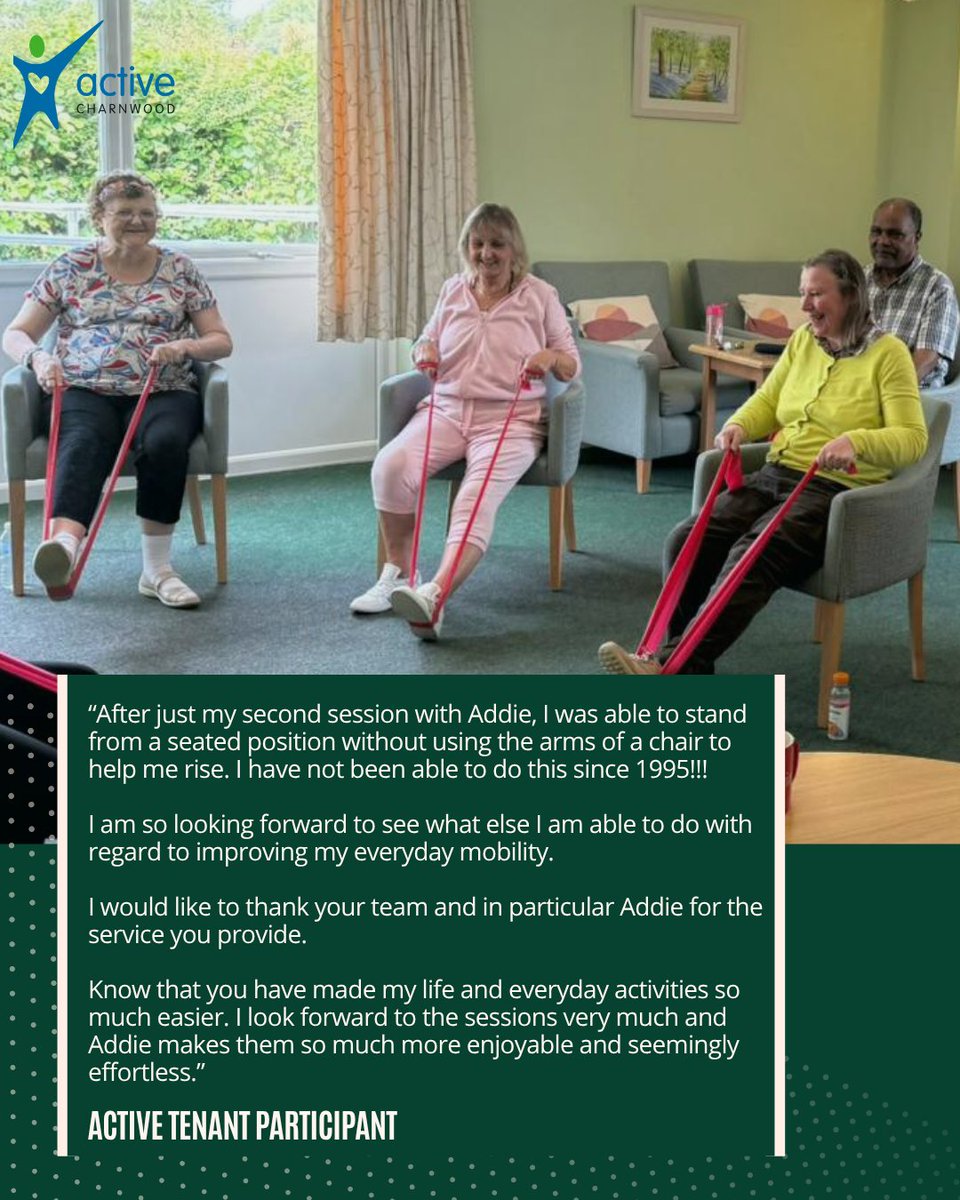 Active Tenants in Action! 

Our Falls Prevention sessions are now well underway at Arnold Smith House and Beresford Court, and we're thrilled to share that the impact is already being felt!

Stories like this remind us why these sessions matter so much. 💛