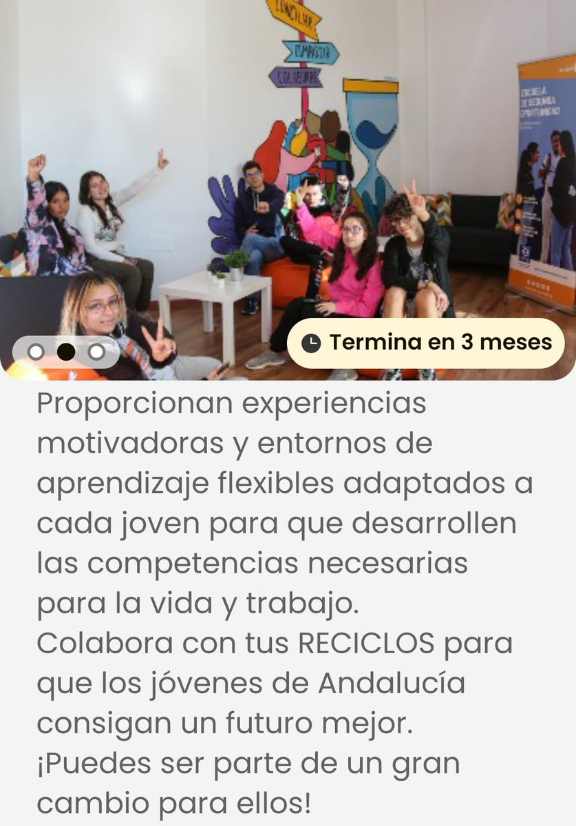ArrabalAID's tweet photo. La #EscuelaSegundaOportunidad @E2OEspana de @ArrabalAID en #Andalucía favorece el #retornoeducativo y la empleabilidad de jóvenes con mayores dificultades. Reciclando♻️tus latas y botellas de plástico desde la APP #Reciclos @ecoembes ayudarás a consolidar este proyecto social. https://t.co/zXJ37hcOe0