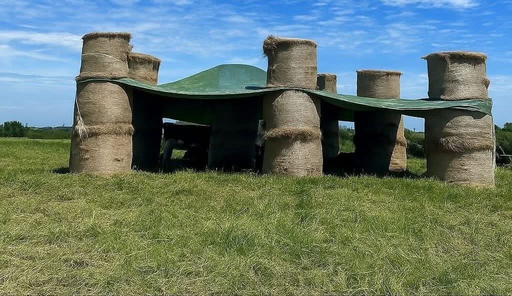 Для того щоб захистити свої корів від спеки, французький фермер спорудив ось такий шатер, де корівки можуть заховатися від сонця та перепочити.