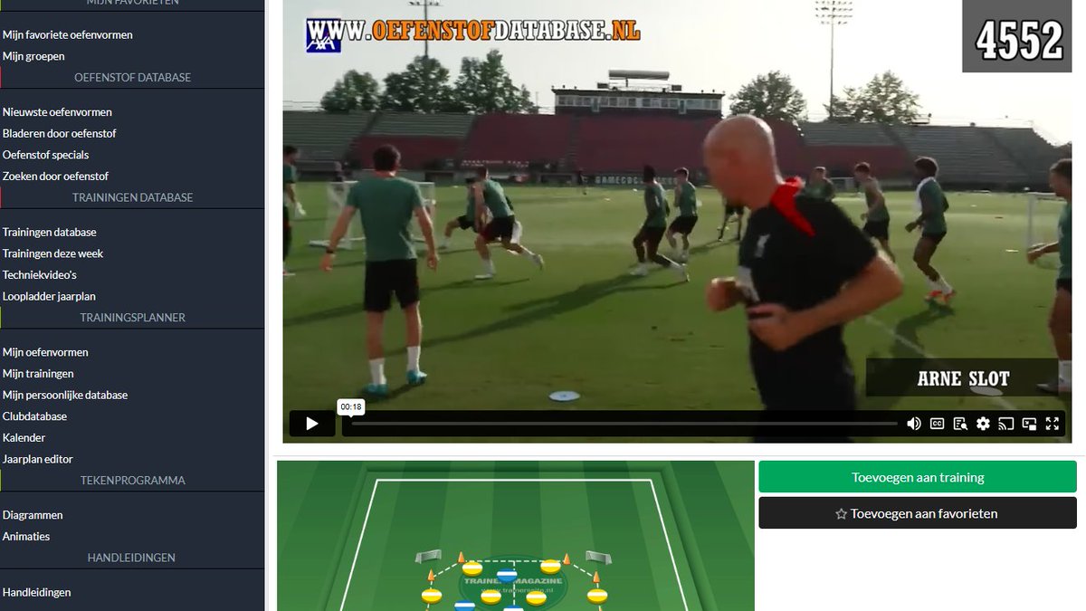 Positiespel 8v3 in achthoek met omschakelmoment van Arne Slot bij Liverpool: oefenstofdatabase.nl/?page=exercise…