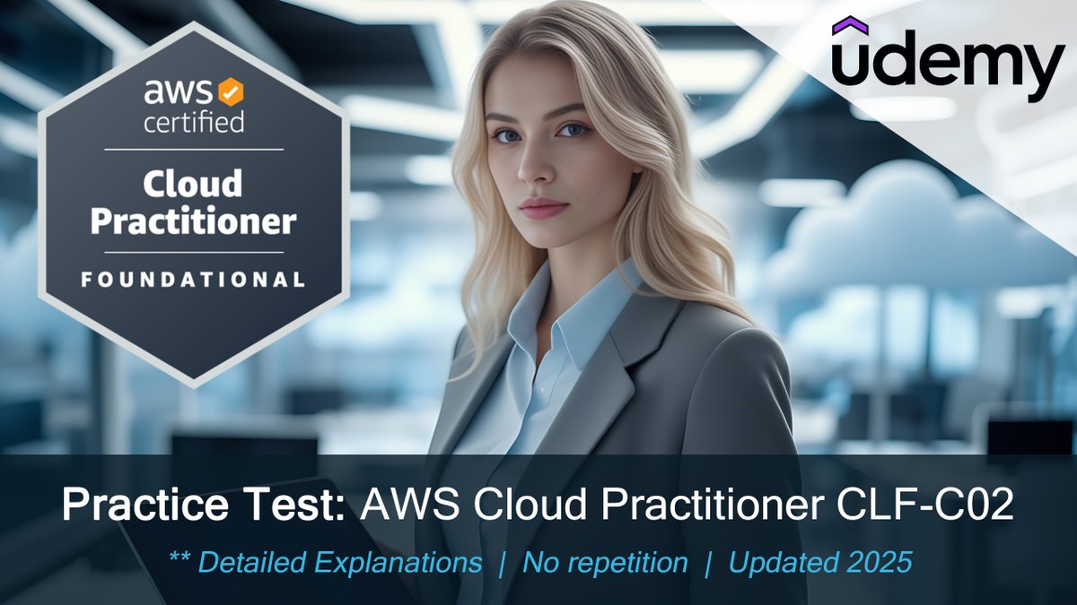 Pass the AWS Cloud Practitioner CLF-C02 with updated 2025 practice tests! At a special price: $9.99!

🎓 Enroll now: udemy.com/course/mhnahid…
 
⚡ Expires 07/06/2025 10PM PDT!

#AWS #CloudPractitioner #CLFC02 #Udemy #ITCertification #Cloud #ExamPrep