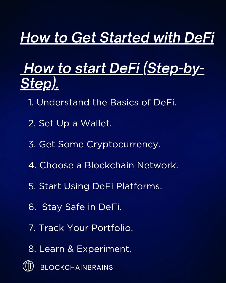 BrainsChain's tweet photo. Ready to take control of your money?💸
Learn how to get started with DeFi — from setting up your wallet to earning passive income.
Your journey to financial freedom starts now!
#DeFiForBeginners #Web3Finance #CryptoEducation #BlockchainBrains https://t.co/v7gNkrjm7q