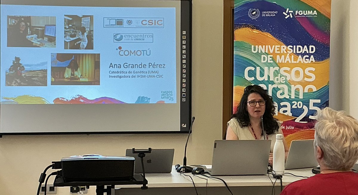 emulenews's tweet photo. #FGUMA #CursoVeranoUMA #Marbella Ana Grande Pérez – Catedrática de Genética de la Universidad de Málaga, «Investigar en tiempos revueltos: ciencia, referentes y confianza social», que nos hablará del proyecto “Como Tú”, entre otros temas https://t.co/Z4p8uX9A8X