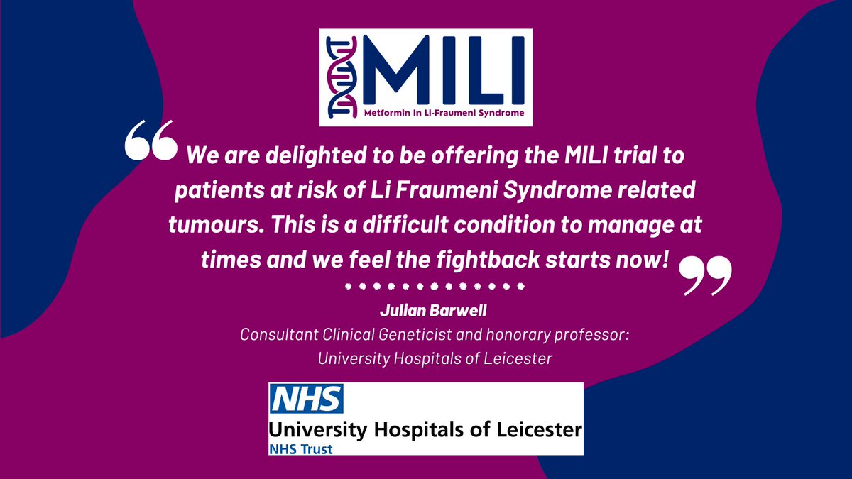 The MILI site team based in Leicester Royal Infirmary speak on what this study means to them.
Find out more about MILI here: mili.octru.ox.ac.uk
#LFS #TP53 #LiFraumeniSyndrome <a href="/Leic_hospital/">Leicester's Hospitals</a>