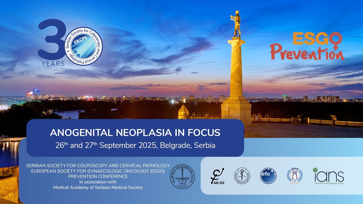 📍Save the date:
Anogenital Neoplasia in Focus
🗓️ 26–27 Sept 2025 | Belgrade, Serbia
Celebrating 30 years of the Serbian Society for Colposcopy, this expert-led event dives deep into prevention &amp; clinical solutions in anogenital neoplasia.
#Colposcopy  #EFC #ESGO #CervicalCancer