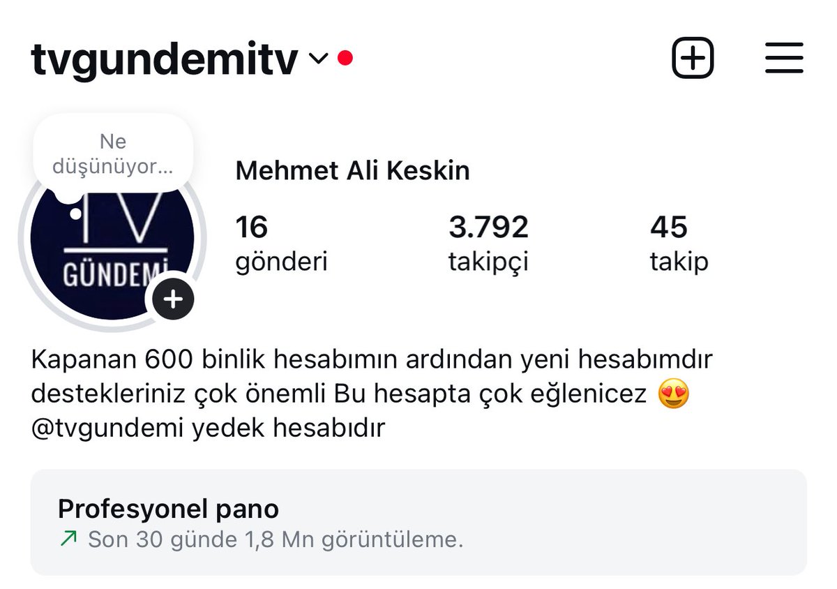 Günaydın kapanan hesabımın yerine açtığım yeni hesabım desteklerinizi bekliyorum